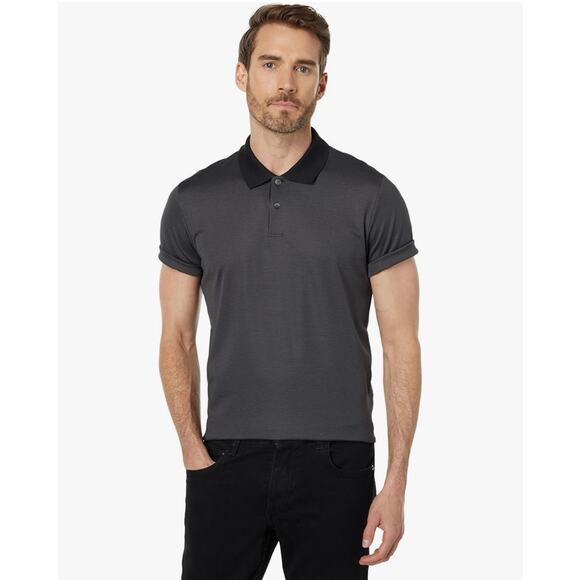 Theory Mens‎ Black and Grey Short Sleeve Collared Polo XL - Picture 1 of 6